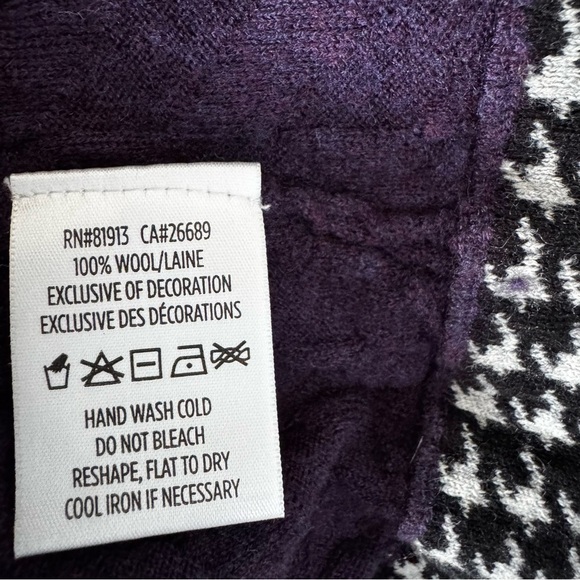 Robert Graham 100% Wool Quarter-Zip Sweater XL Classic Fit Purple - Picture 8 of 9